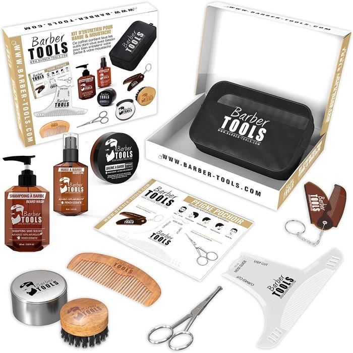 Kit/Set/Coffret (9 PRODUITS) d'entretien et de soin pour barbe avec Soin de barbier | Cosmetique