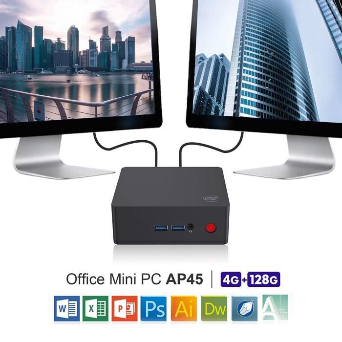 Ordinateur de bureau Mini PC AP45 Intel Apollo Lake J4205 Processeur, 4GB RAM+128GB SSD, 4K UHD/ USB3.0/ 2.4G + 5.8G WIFI/ Dual HDMI / Bluetooth 4.0 pas cher