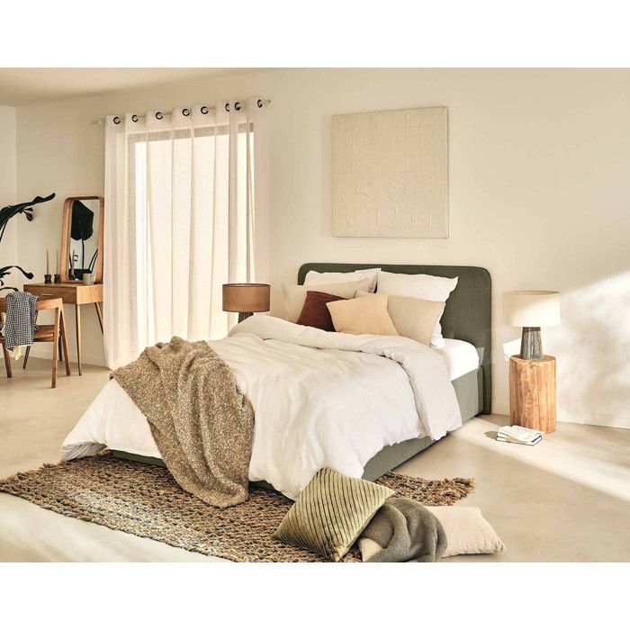 Goyave - lit coffre - 140x190 - en tissu - sommier inclus - Vert