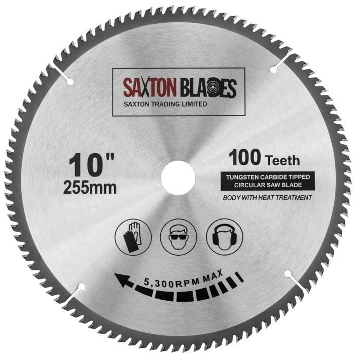 Starrett Lame De Scie Circulaire TCT 254 Mm Pour Métal - 100 Dents, Alésage 16/19/25/30 Mm, Pour Aluminium Et MDF - 8