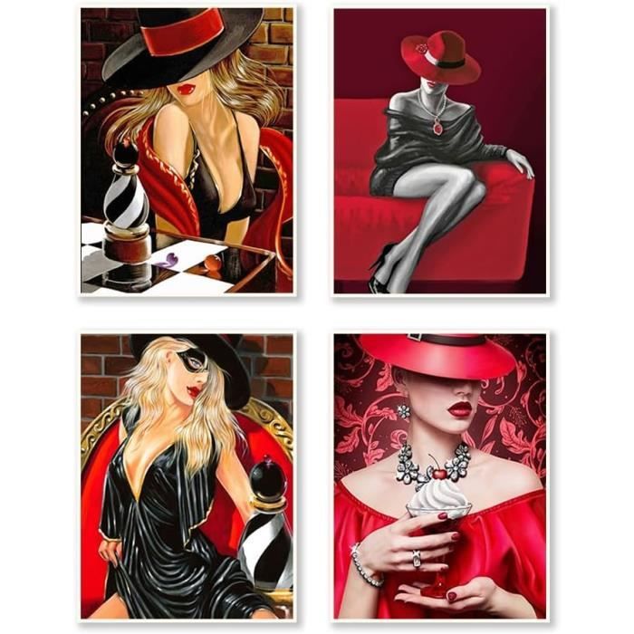 Kit Diamant Painting Portrait Femme 30x40 Cm - Strass Ronds 5D, Toile Adhésive, Stylo, Cadeau DIY Déco Salon