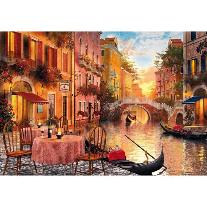 Puzzle - CLEMENTONI - Puzzle Compact 1500 pièces : Venise - 84.5 x 59.5 cm - Poster Inclus - Multicolore