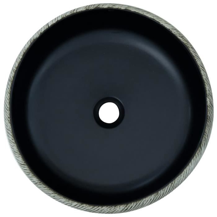 Drfeify Vasque à poser noir et gris rond Φ41x14 cm céramique 130994 ...