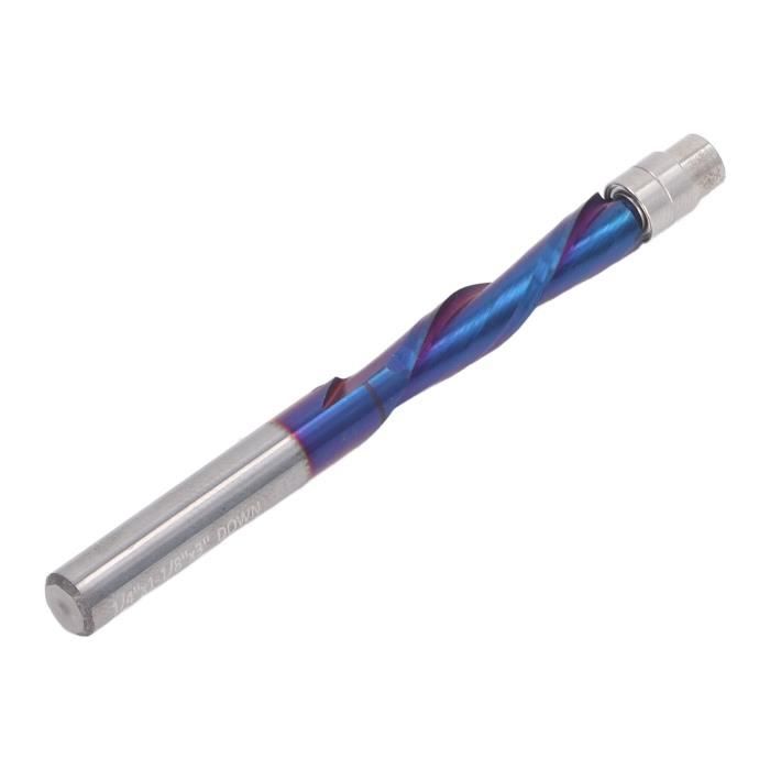 Mèche De Coupe Affleurante En Carbure - Toupie Spirale 1/4" Avec Roulement Supérieur Pour Travail Du Bois