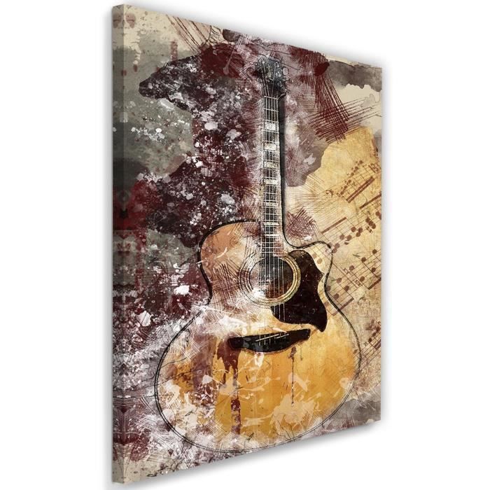 Tableau Déco Moderne Impression Sur Toile 125x70cm - Motif Guitare & Musique - Marque ARTTOR