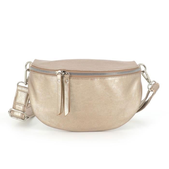 Flora Co Paris - Sac Banane Femme À Bandoulière Similicuir Brillant - Doré