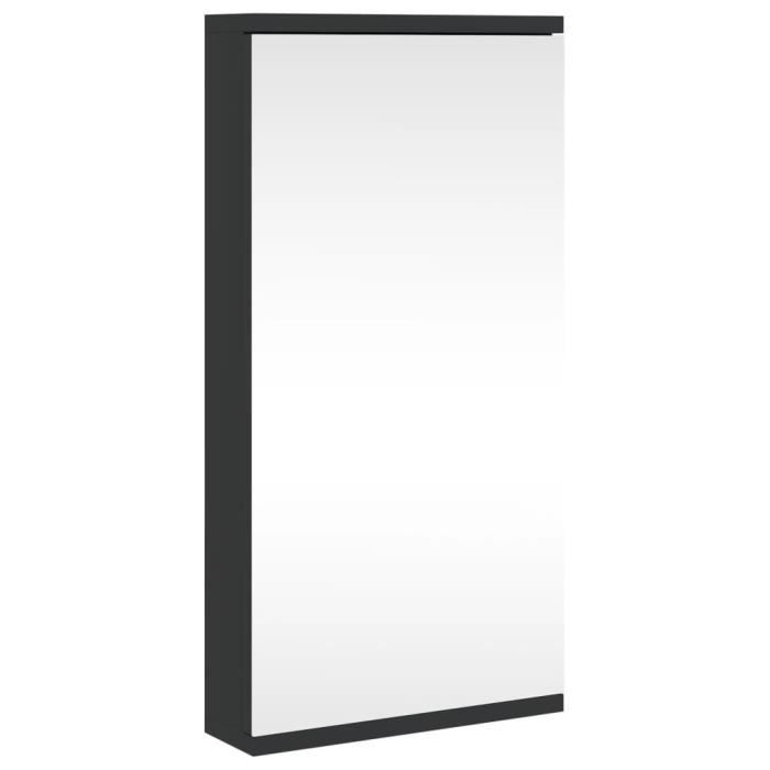 Armoire de salle de bain - GAROSA - Miroir dangle noir - 30x24x60 cm - Bois dingénierie - Design contemporain