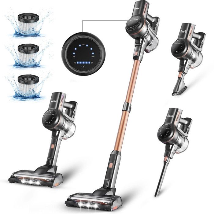 Aspirateur Balai sans Fil INSE S7P Noir 6 en 1 Aspirateur à Manche Léger 26kpa 45 Mins dAutonomie 65db 265W 1L Réservoir - Inse