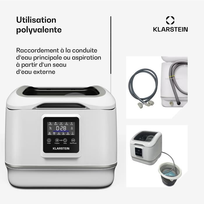 Lave-vaisselle portable - KLARSTEIN - SilentScrub - Écran tactile - 7 programmes - 3 couverts - Blanc