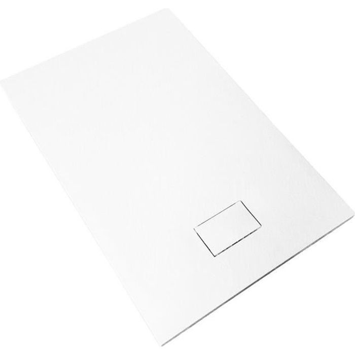 Receveur de douche 90 x 90 cm extra plat PIATTO en SoliCast® surface  ardoisée blanc