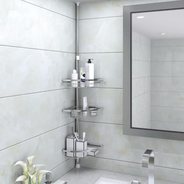LIFEWIT Etagère de salle de bain - Acier Inoxydable - Poteau télescopique réglable