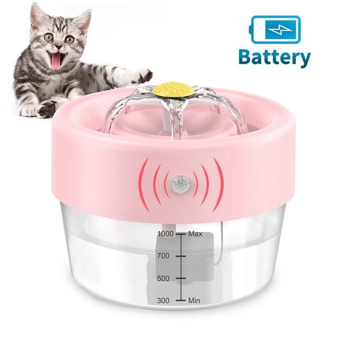 Meilleurs prix pour Fontaine à Eau pour Chat - MASBRILL - Capacité 1L - Pompe Ultra Silencieuse - Rechargeable - Rose