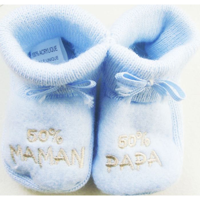 Chaussons bébé rose 50% Maman 50% Papa