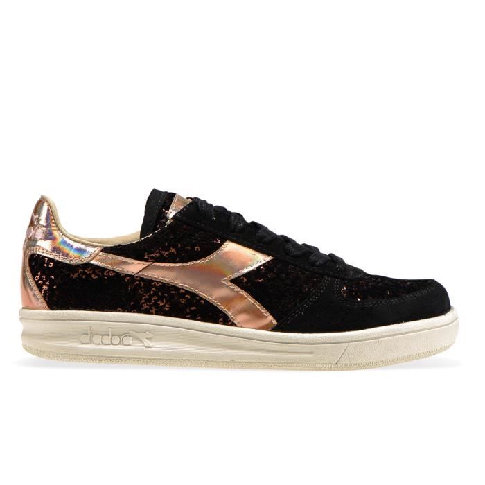Diadora Heritage Sneakers B.ELITE W - DIADORA HERITAGE - Femme - Blanc - Noir-rose - Cuir - Lacets
