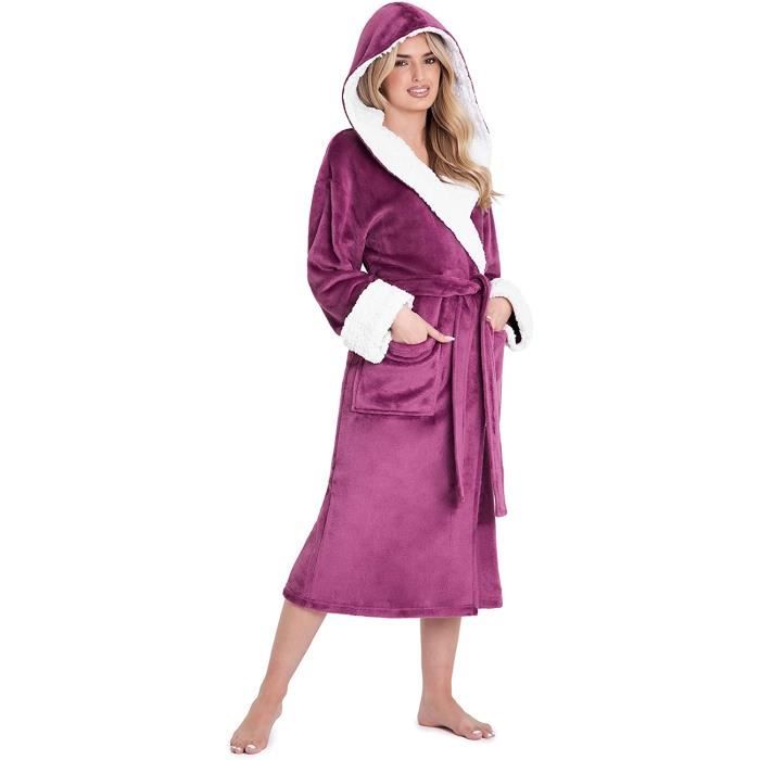 Femme Femmes Robe de chambre à capuche Feuille Imprimé Étoile Moelleux doudou doux chaud Robe