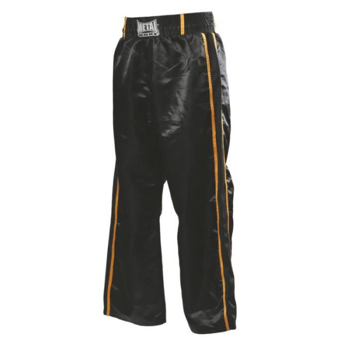 pantalon de full contact metal boxe 2 bandes - noir/doré - windtec - adulte - homme