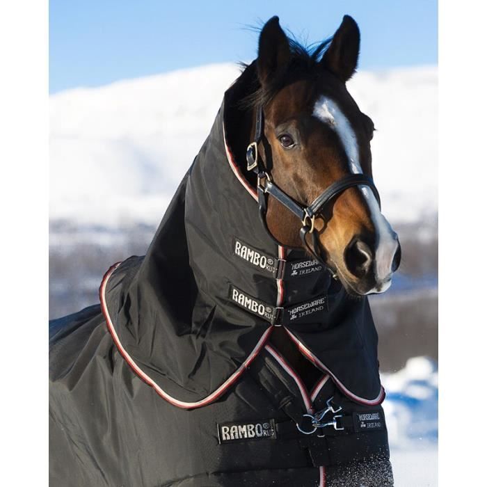 Couvrecou pour cheval Horseware Rambo Supreme 1680D 250g black/red