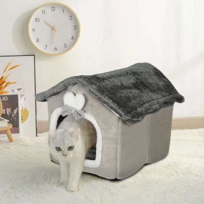 Meilleurs prix pour Lit De Grotte pour Chat Lavable, Niche De Chat en Peluche Chaud Et Confortable, Maison De Chat Pliable Et Confortable, 42*34*38cm