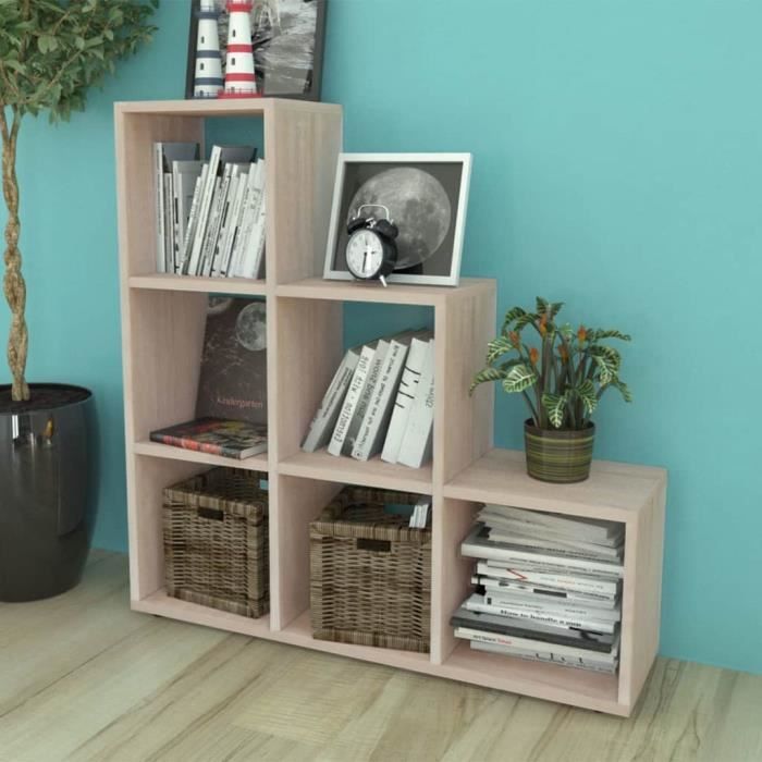bibliothèque-étagère meuble escalier meuble de rangement contemporain scandinave107 cm couleur de chêne