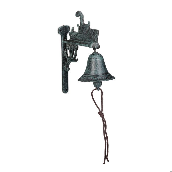 Cloche De Porte En Fonte Décorative – Relaxdays – Sonnette D’accueil 30 Cm, 1,6 Kg – Neuve