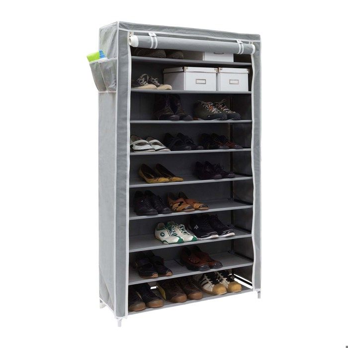 2x Meubles à chaussures VALENTIN Housse en tissu étagère armoire range-chaussures 10 Étages HLP 161x88x30 cm anthracite