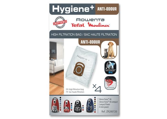 ROWENTA - Lot de 4 sacs pour Aspirateur ZR200720 - Type : Hygien +