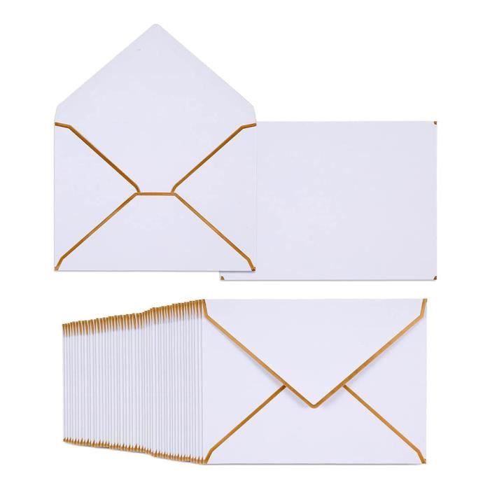 100 Pack A7 Envelopes V Flap Envelopes with Gold Borders (White ...