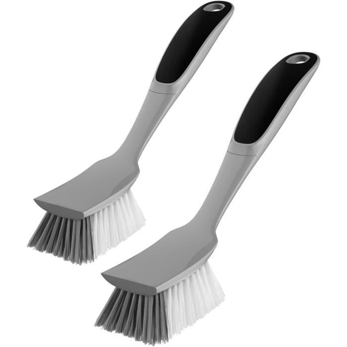 Lot De 2 Brosses à Vaisselle En Bois - Brosse Récurer Poignée Antidérapante Cuisine Poêles Casseroles