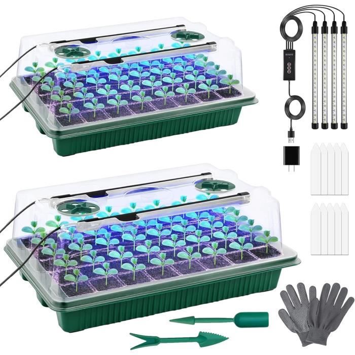 Mini Serre Pour Semis 5 Pièces - Bacs à Semis 60 Cellules Avec Étiquettes | Kit Démarrage Graines Intérieur - 10