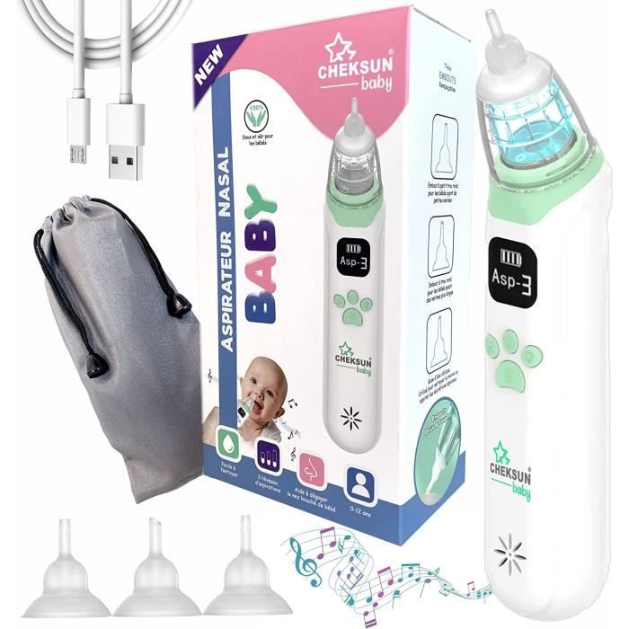 Aspirateur Nasal Bébé Électrique Rechargeable - 3 Vitesses, Écran LCD, Musique - Pour Nouveau-Nés Et Enfants