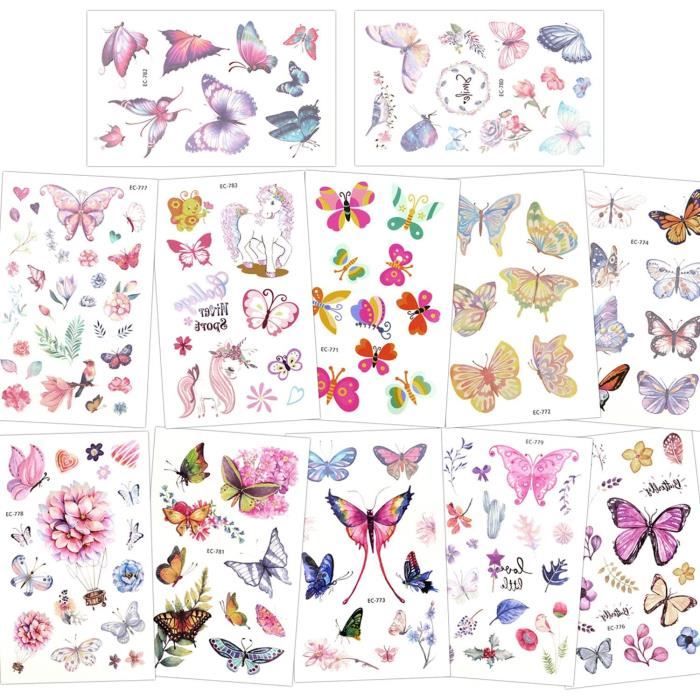 Kit Anniversaire Papillon 40 Pièces - Cadeaux Fête Fille Avec Slap Bracelets, Tatouages, Porte-Clés, Bagues, Pinces Et Bandeaux