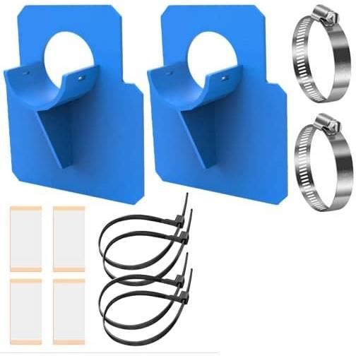 Lot De 2 Supports Pour Tuyau De Piscine (diam. 38 Mm) - Linxor - Plastique ABS Résistant - Avec Adhésifs Et Colliers