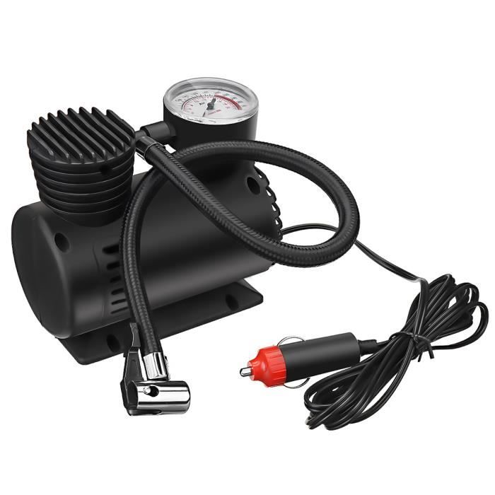 compresseur dair automatique 12V de jauge de pression de pneu de pompe de bicyclette de voiture Pompe portative /électrique Noir