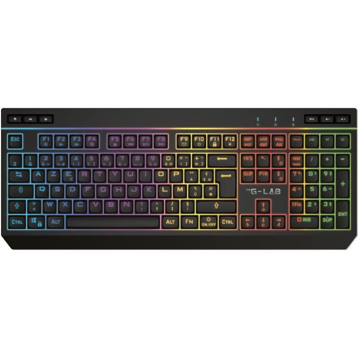 Partagez votre avis et gagnez 5€. Découvrez le Clavier Gamer Sans Fil – KEYZ TUNGSTEN EX de The G-Lab un clavier spécialement conçu pour offrir aux joueurs un maximum de confort de performance et de liberté. Grâce à sa technologie sans fil 24 GHz ultra-stable profitez d’une connexion rapide et sans latence idéale pour les sessions de jeu les plus intenses. Plus de câbles qui encombrent le bureau place à une installation claire moderne et pratique. Le KEYZ TUNGSTEN EX adopte un format compact et ergonomique optimisé pour libérer de l’espace tout en gardant toutes les touches indispensables. Sa frappe fluide et réactive garantit un contrôle total lors de vos parties que ce soit pour des jeux rapides demandant précision ou pour de longues sessions multijoueurs. Son design robuste assure une durabilité optimale même en cas d’utilisation intensive. Côté personnalisation le clavier intègre un rétroéclairage multicolore avec plusieurs effets lumineux pour une immersion totale et un style affirmé. Jouez dans l’obscurité sans difficulté et adaptez l’ambiance à vos envies. Ce rétroéclairage apporte également une meilleure lisibilité des touches en toute circonstance. Pensé pour le gaming mais aussi adapté à la bureautique le KEYZ TUNGSTEN EX est polyvalent et pratique. Son autonomie longue durée vous permet d’enchaîner les heures de jeu sans vous soucier de la recharge. Léger et compact il se transporte facilement et devient un allié idéal pour les gamers nomades. Avec ce clavier The G-Lab propose une solution efficace et abordable pour profiter d’un setup sans fil performant moderne et confortable. Le KEYZ TUNGSTEN EX est le choix parfait pour les joueurs PC à la recherche de fiabilité de rapidité et d’esthétique. Que vous soyez compétitif ou joueur occasionnel ce clavier sans fil est conçu pour vous donner la liberté et la précision nécessaires pour atteindre vos objectifs et remporter la victoire.