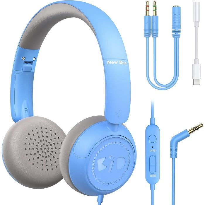 Écouteurs d'apprentissage pour Enfants, Volume 85 DB avec Cordon Filaire  Jack 3,5 Mm sur L'oreille Casque avec Micro, écouteurs Antibruit pour PS4