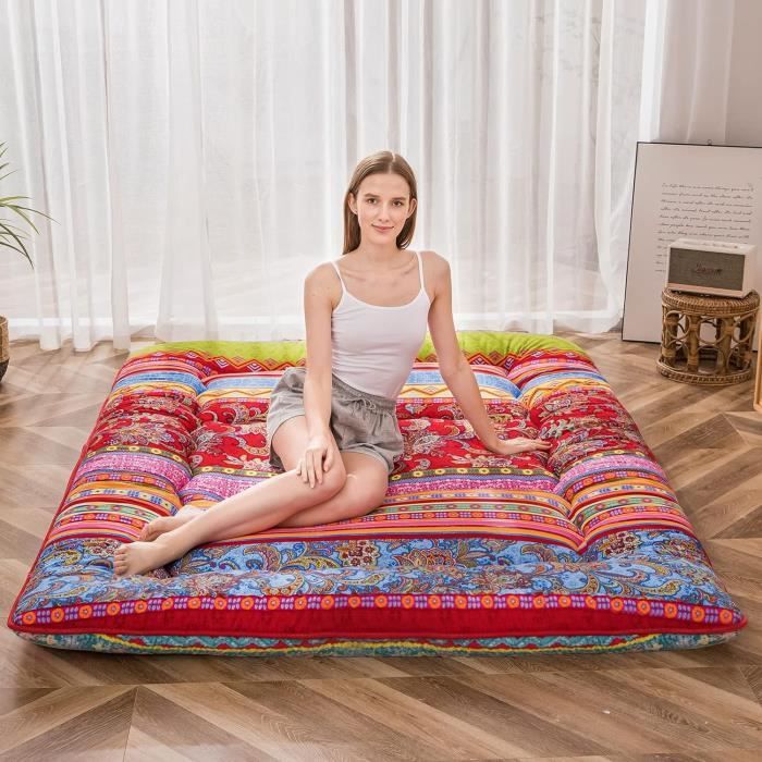 Matelas Futon Japonais DYNCDW 90x190cm - Tapis Sol Pliable, Coton Soie, Épaisseur 11cm