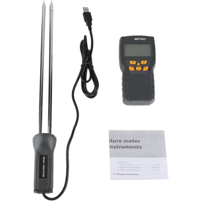 Testeur D'Humidité Numérique 2 En 1 - Sonde Sphérique & à Broches - Pour Bois, Mur, Béton, Plâtre - Écran LED, Rechargeable USB-C