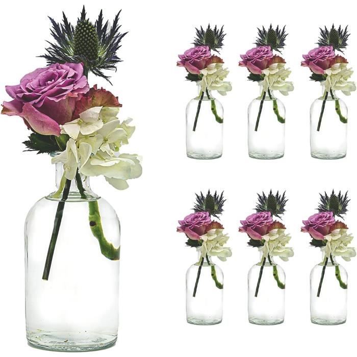 Lot De 12 Mini Vases En Verre Vintage - Petits Vases Déco Table Pour Mariage Et Intérieur