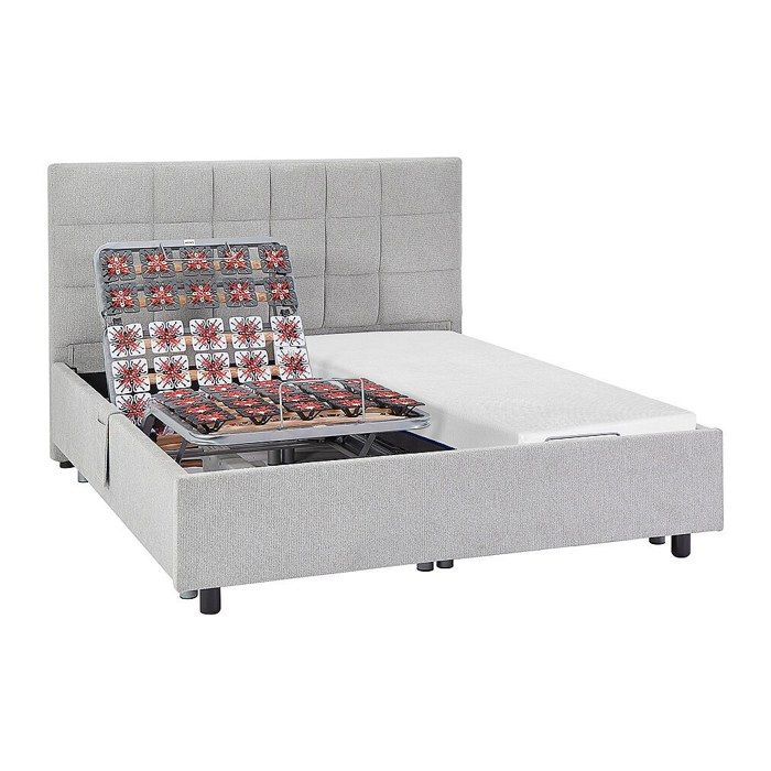 Lit électrique de relaxation déco tout plots + matelas mémoire de forme - 2 x 70 x 190 cm - Tissu - Gris - EREGA de YSMÉE Lit électrique de relaxation déco tout plots + matelas mémoire de forme - 2 x 70 x 190 cm - Tissu - Gris - EREGA de YSMÉE