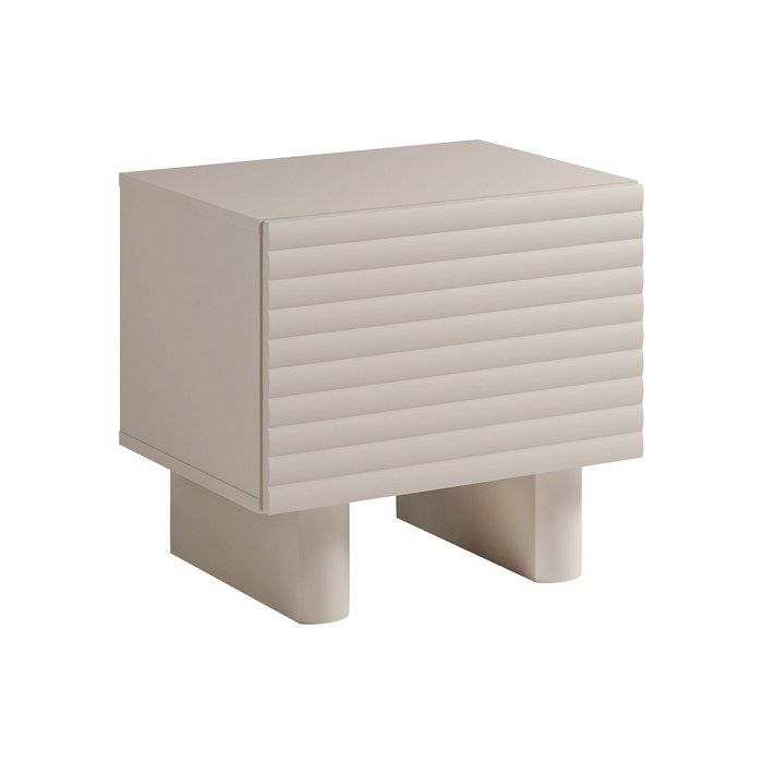 Table de chevet 1 porte - MDF - Beige - LUDIMA