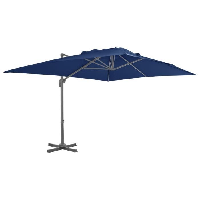 Elegant Parasol déporté avec mât en aluminium 4x3 m Bleu azuréBonne vie28761 - Bleu 213 Kg