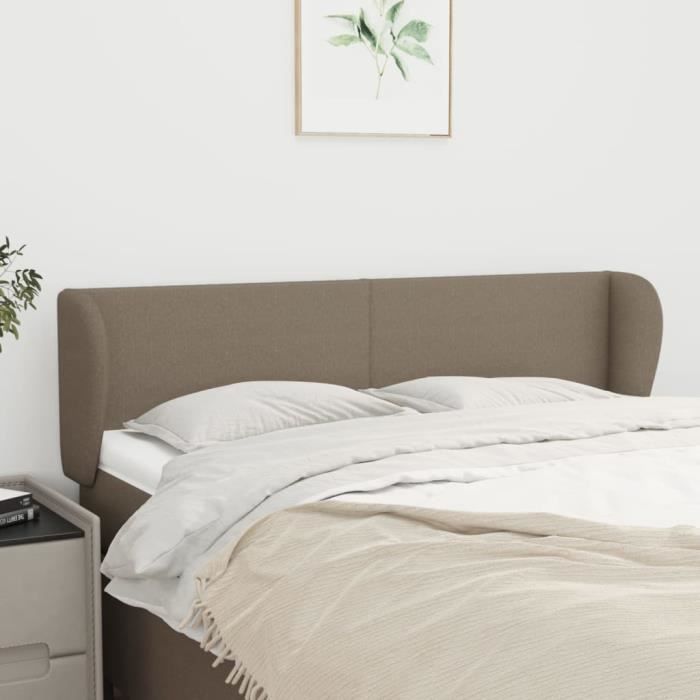vidaXL Tête de lit avec oreilles Taupe 147x23x78-88 cm Tissu3116866