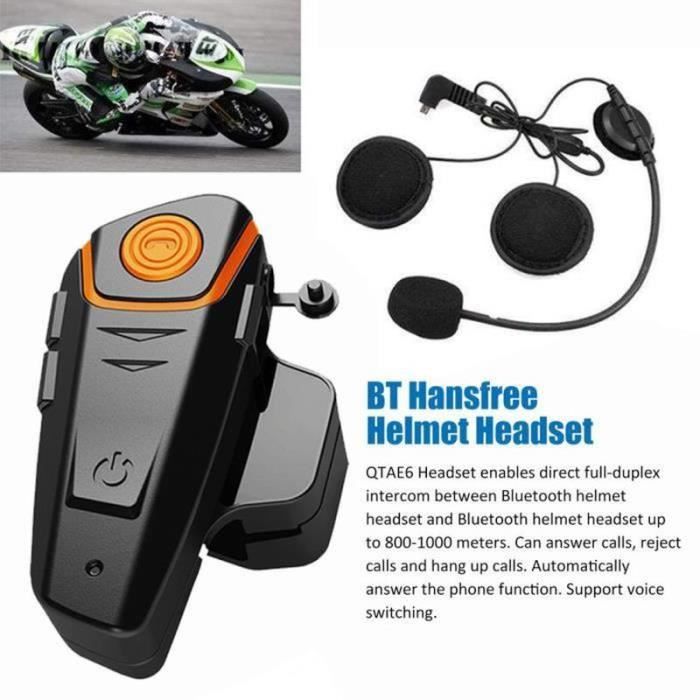 Tbest Casque Bluetooth Pour Moto Casque D'interphone De Moto Avec Réduction Du Bruit Casque Sans