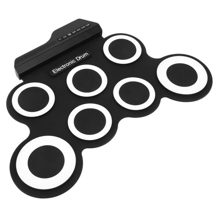Batterie électronique pour enfants et adultes, 9 pads enroulables, 2 haut-parleurs intégrés Batterie électronique pour enfants et adultes, 9 pads enroulables, 2 haut-parleurs intégrés