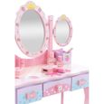 Coiffeuse pour enfant - Mobilier Tendances - Avec miroir triple pli et tiroirs de rangement - Rose-1