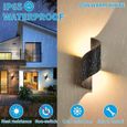 DAMILY® LED Applique Murale intérieur-Extérieur - 2*5W 3000K- blanc chaud Lampe - Éclairage Etanche IP65 - 28x10x8CM - Noir-1