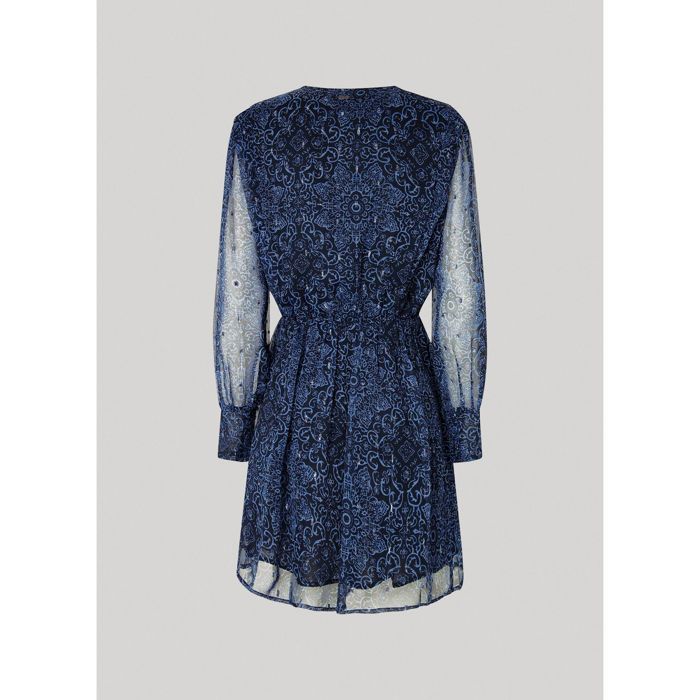 Robe Patineuse Femme Pepe Jeans Ailish - Manches Longues, Imprimé, Ceinture, Shorty Intégré