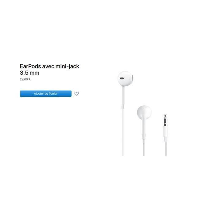 Apple EarPods original avec mini-jack 3,5 mm - Cdiscount TV Son Photo