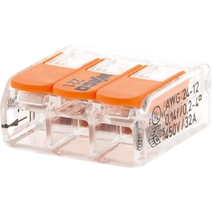 Lot de 50 mini bornes de connexion rapide S2273 pour fils rigides - 5 Lot de 50 mini bornes de connexion rapide S2273 pour fils rigides - 5