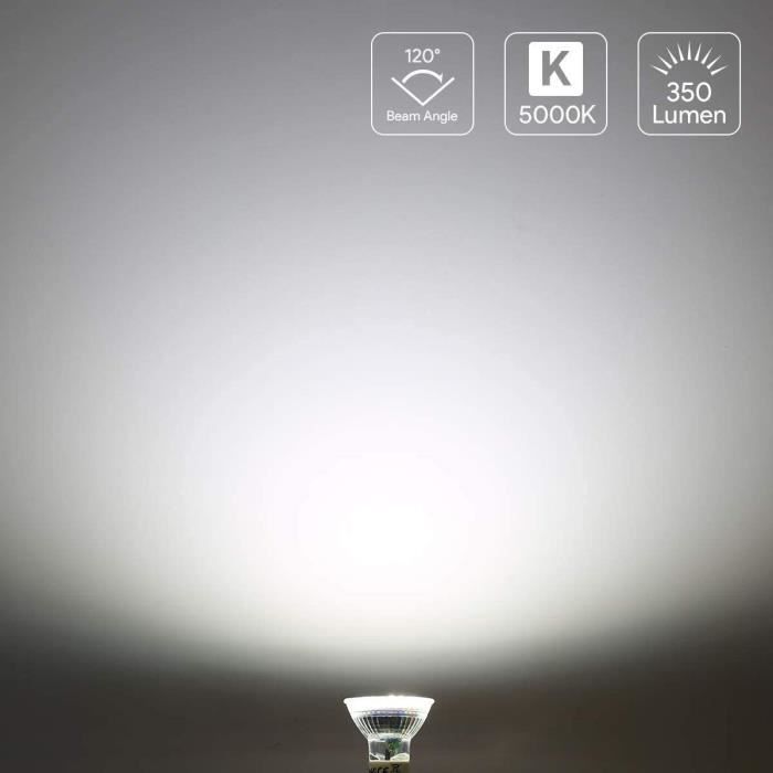 Lepro Ampoule LED GU10, Blanc Froid 5000K, 4W Équivaut à 50W